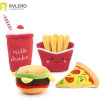 Hamburger chien à mâcher Milkshake sûr drôle chien à mâcher jouet confortable chiot molaire jouet Pizza peluche poupée fournitures pour animaux de compagnie accessoires