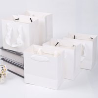 5/10Pcs White Gift Bags With Handle Paper Bags for Gift Wraping for Business Birthday Party Wedding Shopping Bags 5.5x5.5 Inch