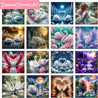 Ful Drill Diamond Painting Swan Animal Fantasy Handmade Square Round Drill Diamond Art Lake Home Decor Rhinestones DIY,frameles