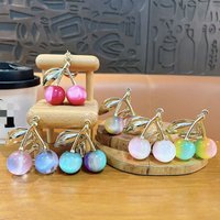 Gradient Color Cute Cherry Pendant Summer Fruits Cherries Pendant Keyring for Coach Handbag Shoulder Bags Accessories Gift