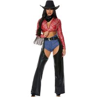 6Pcs/Set Halloween Party Cowboy Costume For Adult Women Gothic Sexy Cowgirl West Cowboy Cosplay Uniform Suit Carnival Costumes