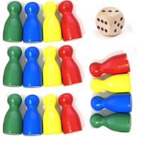 16Pcs Children's Humanoid Wooden Puzzle Game Wooden Board Game Chess Pieces Humanoid Checkers Pieces Flying Chess