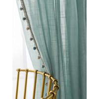 Japanese Simple linen For Living Room Solid Color Lake Green For Children's Room