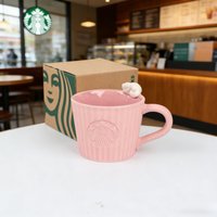 Starbucks Sakura Cat Limited Mug Pink Speckled Ceramic Cup Cute Cat Topper Ideal Gift
