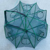 【1PC 6Holes Mesh For Fishing Net/Tackle/Cage Folding Crayfish Catcher Casting/Fish Network Crab/Shrimp/Smelt/Eels Traps】