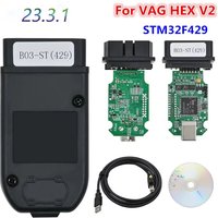 Newest V23.3.1 for VAG Hex V2 STM32F429 Chipset USB Interface for V-W A-UDI Sko-da Se-at Unlimited VINs 1996-2023Multi Languag