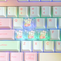 4pcs Cute KT Cat Keycap Custom Translucent Cute Three-dimensional HelloKitty Series Diy WASD Direction Key Keyboard Accessories