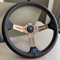 Racing 350MM Classic Punched Leather Rose Gold Steering Wheel Universal Modified Drift Rally Sport NNNDD Steering Wheel Volantes
