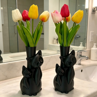 Creative Art Dry Flower Hydroponic Cat Vase, Suitable for Indoor Living Room, Study, Office, Outdoor Balcony Garden Mother's Day