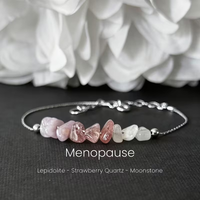 Raw Crystal Menopause Strawberry Quartz & Moonstone Beads Bracelet for Women Handmade Stone Beaded Bracelet Jewelry Gifts