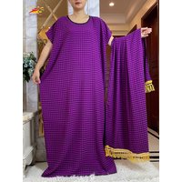 2025New Dubai Party Dress Muslim Femme Long Sleeves Printing Loose Boubou Maxi Islam Women Cotton African Abaya Clothing