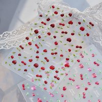 5D Jelly Shining Cherry Nail Sticker Red Fruit Nail Art Stickes Adhesive Summer Nail 3D Decoration Accessory DIY Manicure Decals