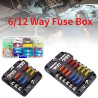 6/12 Way Fuse Box Holder With Blade Fuse Holder Block Warning Indicator Car Boat Blade Fuse Box 12V 24V LED Indicator Waterproof