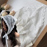 Lace Triangular Headscarf for Women Simple Rose Hair Accessory French Retro Countryside Style Headband Hair Accessories