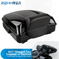 Motorcycle 10.7" Chopped Luggage Trunk With Latch Backrest For Harley Touring 14-25 Road King Road Street Electra Glide Limited