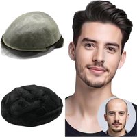 Toupee for Men with 100% Human Hair, 0.08mm Natural Skin Hair Pieces Replacement for Men Base Size 8x10 inch Mens Toupee V-loope