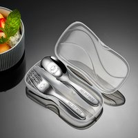 3Pcs/set 316 Stainless Steel Fork Spoon Dinnerware Set With Box Mini Portable Tableware Set for Kids Reusable Children Cutlery