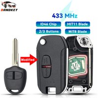 KEYYOU 2/3 Buttons Flip Remote Car Key ID46 Chip 433MHz For Mitsubishi L200 Shogun Pajero Triton Key Fob Control Auto Key Balde