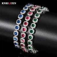 New Retro 4*4mm Ruby Emerald Sapphire Bracelets for Women Gemstone Cocktail Party Fine Jewelry Lady Anniversary Gift Accessories