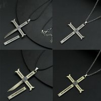 Anime Necklace Dracule Mihawk Cross Sword Pendant Choker Necklaces Men Jewelry Accessories Gift