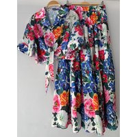 Retro summer new fashion print skirt lapel single-breasted short shirt+high waist A skirt elegant two-piece women's suit