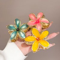 Metal Frangipani Hair Claw: Lightweight Flower Clips in Multiple Colors, Perfect for Vacation & Summer