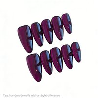 10pcs Handmade Purple Cat eye Press on Nails Almond Long Full Cover Wearable Reusable Luxury False Nails 2026
