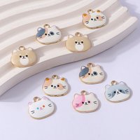 10pcs 19x17mm Cartoon Enamel Animal Cat Charms Pendants for Jewelry Making Drop Earrings Necklaces Bracelets DIY Crafts Supplies