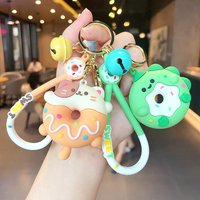 Cartoon Donut Animal Keychain Cute Dinosaur Bunny Bear Cat Doll Exquisite Pendant Key Chain for Women Girl Backpack Keyring Gift
