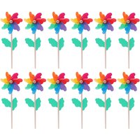 12 Pcs Pinwheels Windmill Swirl Garden Box Grinder For Outdoor Windmills Colorful Rainbow Decor Decorate Child
