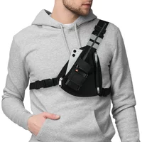 1 PC Radio Chest Harness Carrying Bag Two Way Radio Pack Walkie Talkie Chest Bag for Hiking Construction Sites Climbing Sports