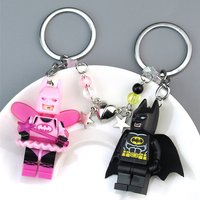 ZSQHET Black Bat Magnetic Keychain Fairy Star Pink Bow Key Ring Backpack Pendant Couple Keychain Cosplay Costume Accessories