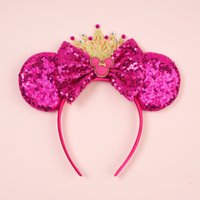 1pc Elegant Disney Hairband Sparkle Minnie Mouse Ear Water Diamond Crown for Festival Party Wear Women Princess Hair Accessories