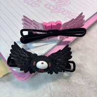 Cute Bear Hair Clips with Wings - Featuring pink and black bear designs with delicate wings