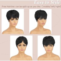 Pixie Cut Wig, Synthetic Wig, Natural Short, Black Wig, Layered Wave Shape, Different Styles, Black Women's Short Wig