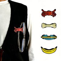 Hot Selling Magnetic Eyeglass Holder Cute Crab Banana Enamel Pin Multifunctional Brooch Clip Clothes Bag Fridge Creative Gift