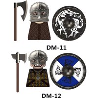 MOC Medieval Viking Warrior Figures Building Blocks Soldiers Army Shields Axe Weapons Bricks Toys Kids Gift