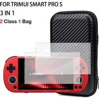 Tempered Glass Screen and Game storage bag For TRIMUI Smart Pro S Zipper Carry Bag Eva Hard Handbag Game Accessories