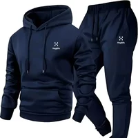 Men'S Autumn and Winter Pattern Casual Two-Piece Set Hoodie Sweatshirt Long Pants Suit with Pockets Regular Fit Outdoor Sports