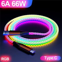 66W USB C Cable 6A Fast Charging Type C To Type C Phone Charger Data Cord For iPhone 16 Samsung Xiaomi Huawei Quick Charge Cable