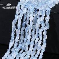 6-8mm Natural Stone Aquamarine Irregular Beads Loose Spacer Nuggest Mineral Bead for Jewelry Making Diy Necklace Bracelet 15"