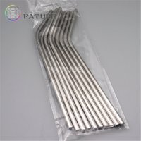 10PCS Fatube stainless steel Straw Curved Straws Straight Silvery