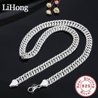 New 925 Sterling Silver Cuban Necklace, 20/22/24 Inches, 6mm/10mm Side Chain, Unisex, Hip-Hop Everyday Jewelry.