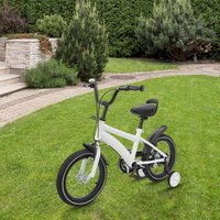 14 Inch Kids Bike w/ Training Wheels Adjustable Seat Height Dual Brakes Children's Bicycle Kids Learning Bicycle for Boys Girls w/ a Height of 39.37-45.28" White&Red