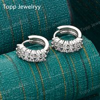 Elegant 925 Sterling Silver Exquisite Double Row Zirconia Clip-on Earrings - Stylish Women's Wedding Jewelry Gift