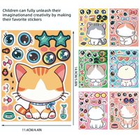 Catoon Cat Head Face Sticker Cartoon Animal Make a Face DIY Sticker