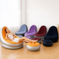 NEW Lazy Inflatable Lounge Chair Pvc Flocking Sofa With Foot Stool Folding Portable Outdoor Camping Air Couch Sofa