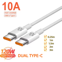 120W 10A Fast Charging USB C to Type C Cable Type C Data Cord For Samsung Huawei Xiaomi iPhone Quick Charge Cord 0.25/1/1.5/2/3m