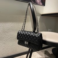 Black Diamond Chain Crossbody Bag Women's Single Shoulder Bag Versatile High-End Small Square Bag Exquisite Craftsmanship