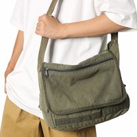 100% Cotton Shoulder Bags Women Solid Canvas Satchels Large Capacity Cloth School Bags Men Army Green Preppy Style Tooling Bags